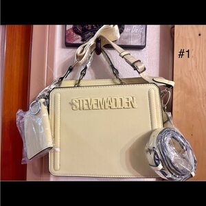 NWT Steve Madden Cream Structured Satchel with Chain Detail